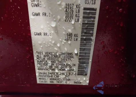 2018 Nissan Altima 2.5 Sl z USA, uszkodzony, nr VIN 1N4AL3AP6JC265374